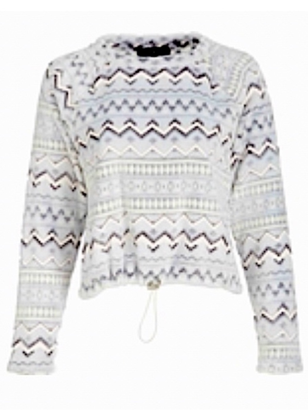 Derek Heart Women’s Plush Aztec Cinched Waist Crewneck Sweatshirt